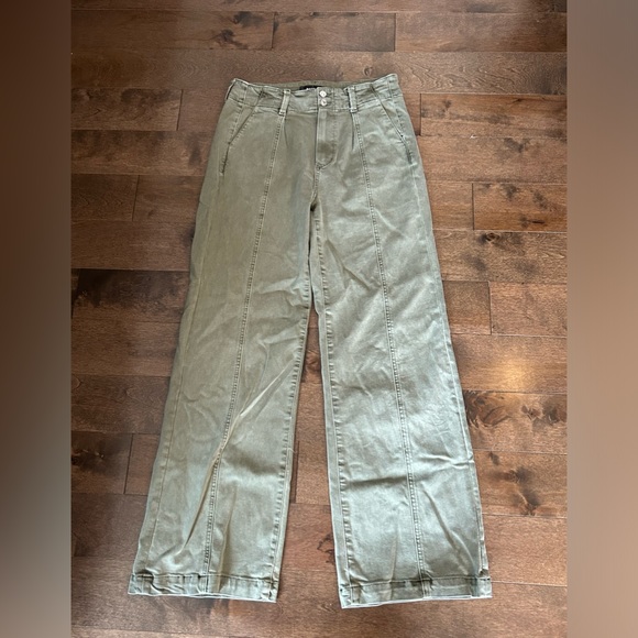 PAIGE Womens Brooklyn High Rise Wide Leg Doubl Ebutton Vintage Ivy Green size 27 - Picture 2 of 8